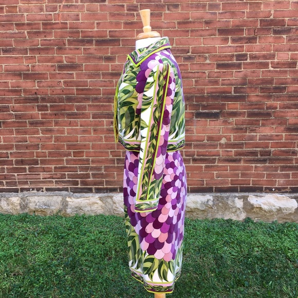 VTG Emilio Pucci Floral Velvet Cotton Skirt Set - Picture 3 of 15